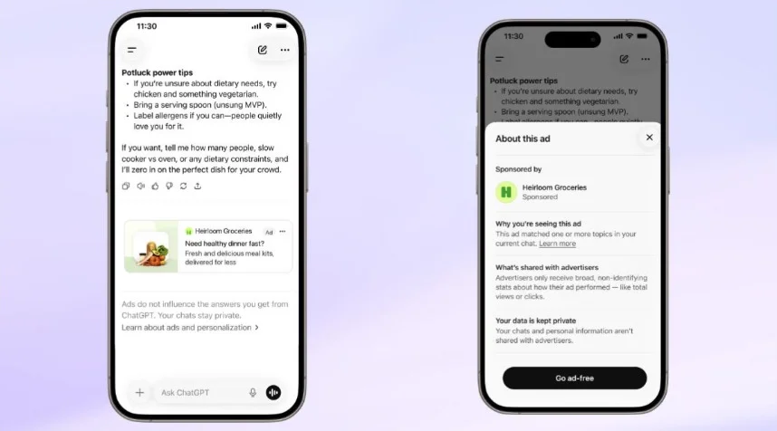 Anuncio patrocinado dentro de una respuesta de ChatGPT en un celular