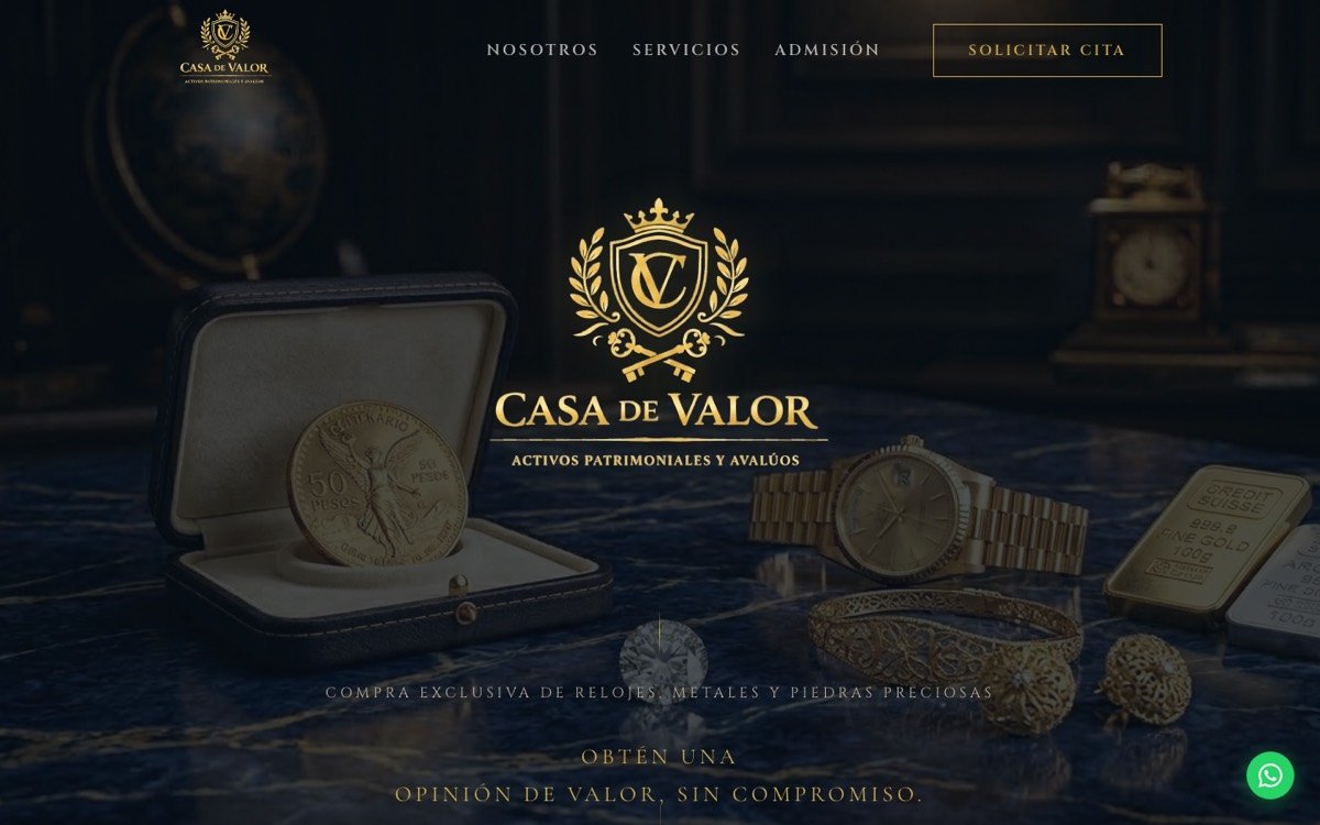 Página web de Casa de Valor hecha por Click to Action